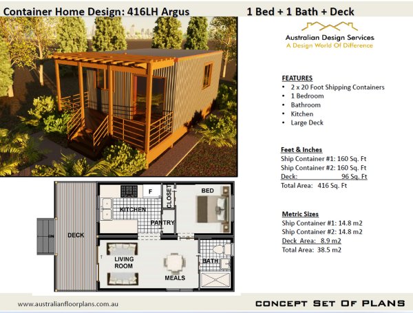 2 Bedroom Container Home: 1200 Combination